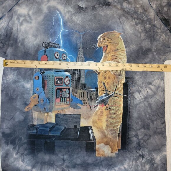 New The Mountain Tie-Dye Long Sleeve Shirt With Catzilla Vs. Robot Cat Mens XL - Picture 5 of 5